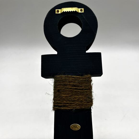 Nautical Wooden Wall Anchor Coat Hanger 3 Peg Blue Weathered Rope Neck Decor - Picture 5 of 8